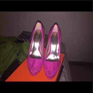 Pink open toed heels