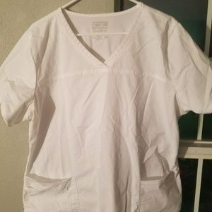 Core stretch white scrub top