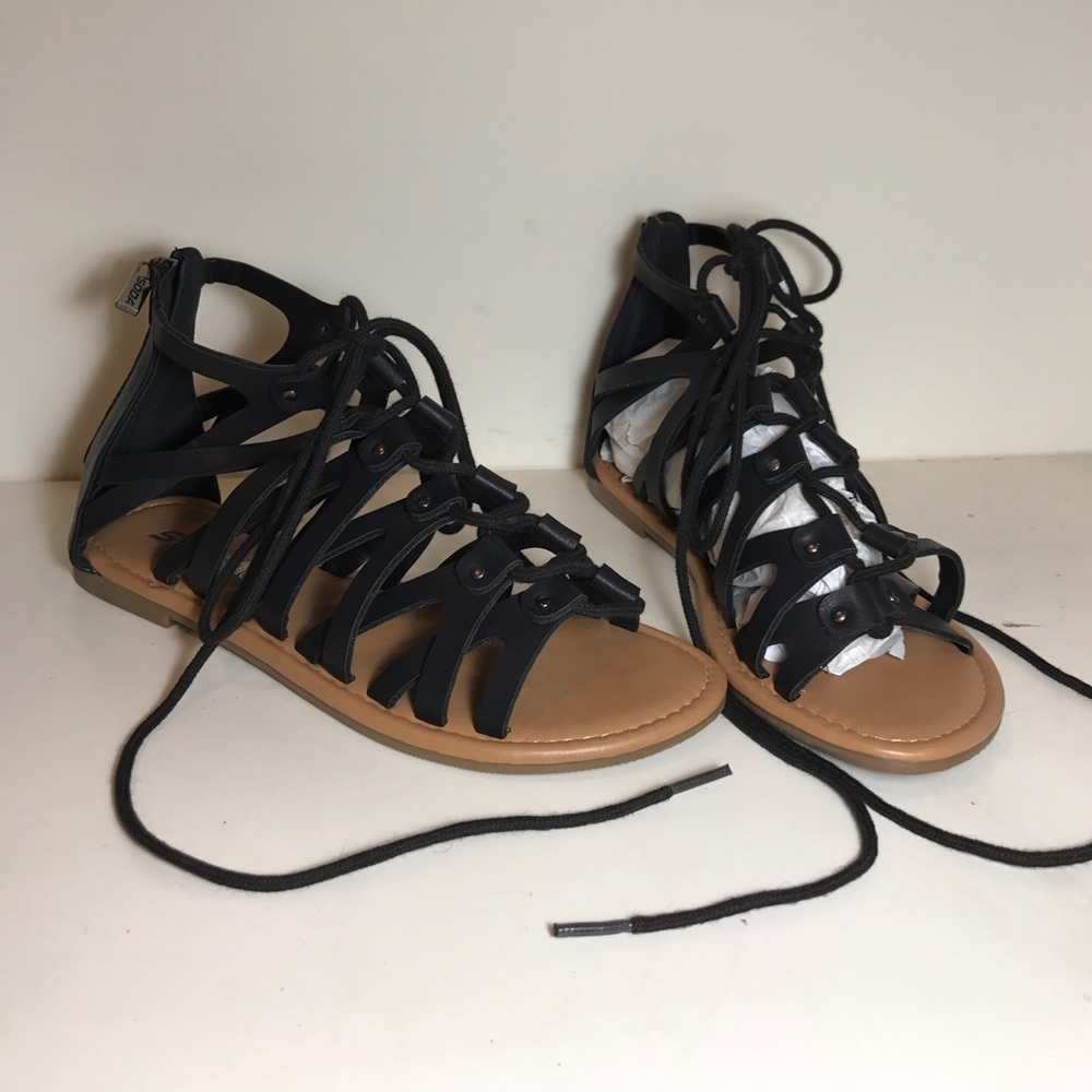 Black lace up sandals