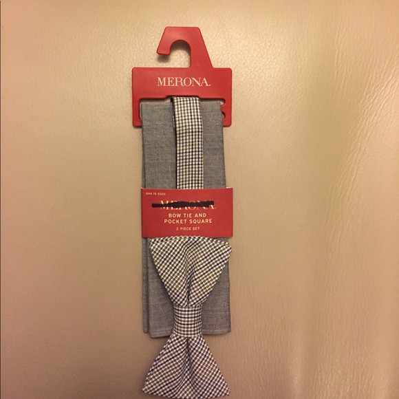 NWT 🌸 Men's Merona Bow Tie and Pocket Square - Picture 1 of 4
