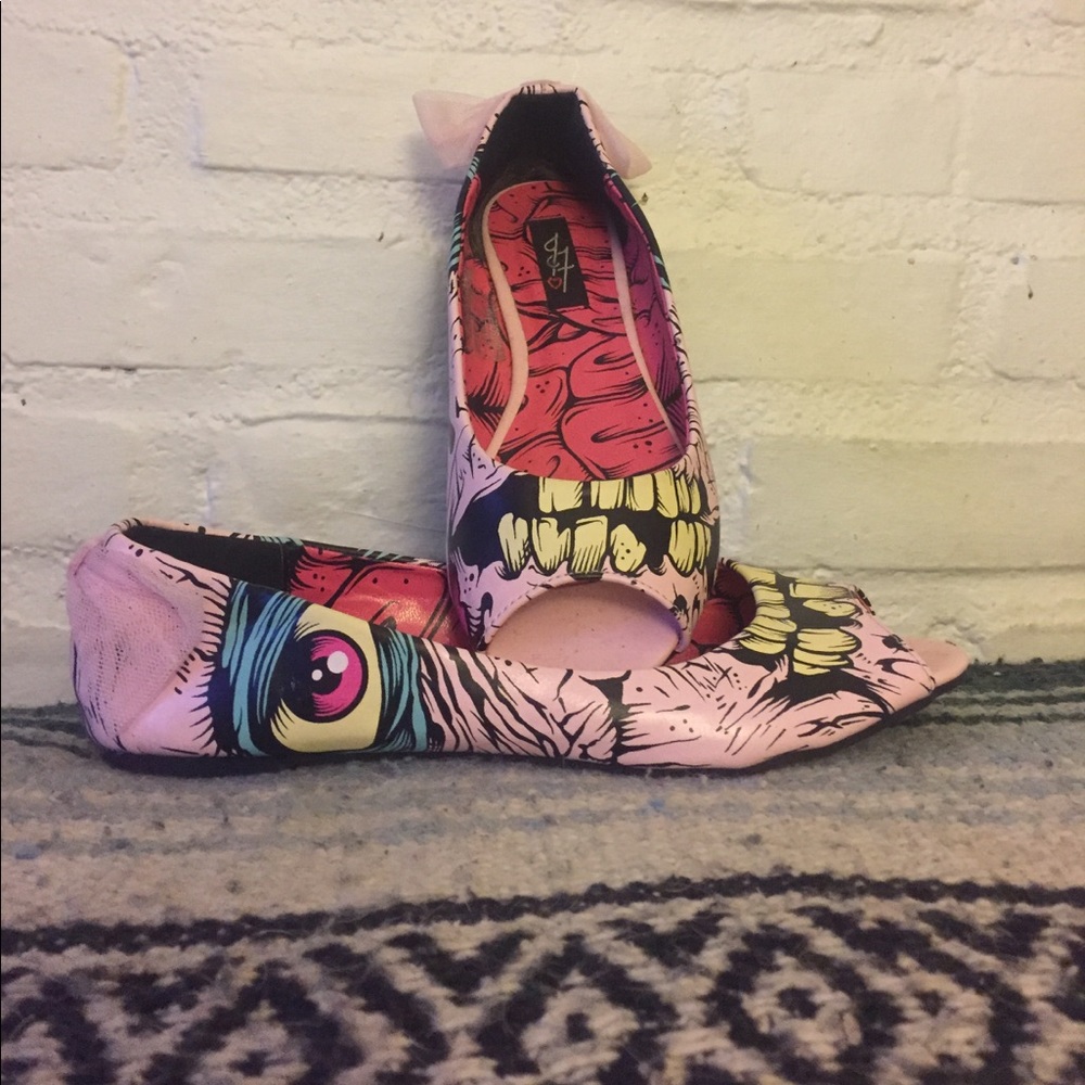 Iron Fist Pink Peep-toe Zombie Flats NWOT