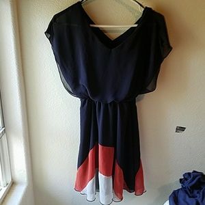 Pink navy white dress