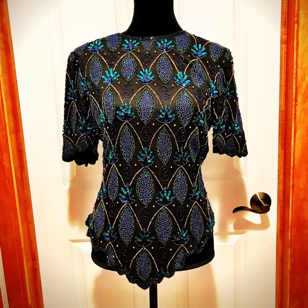 Vintage Laurence Kazar Sequin/Beaded Top