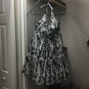 Black and White Palm Tree Sun Dress