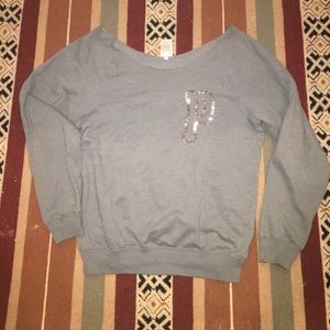 off the shoulder VS Pink Sweater