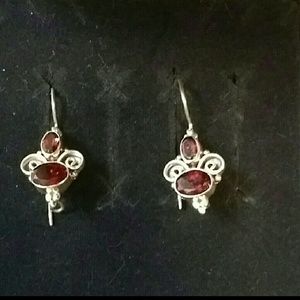 Vintage Genuine Signed BA 925 Genuine Garnet Earri Vintage Genuine Signed BA 925 Genuine Garnet Earri