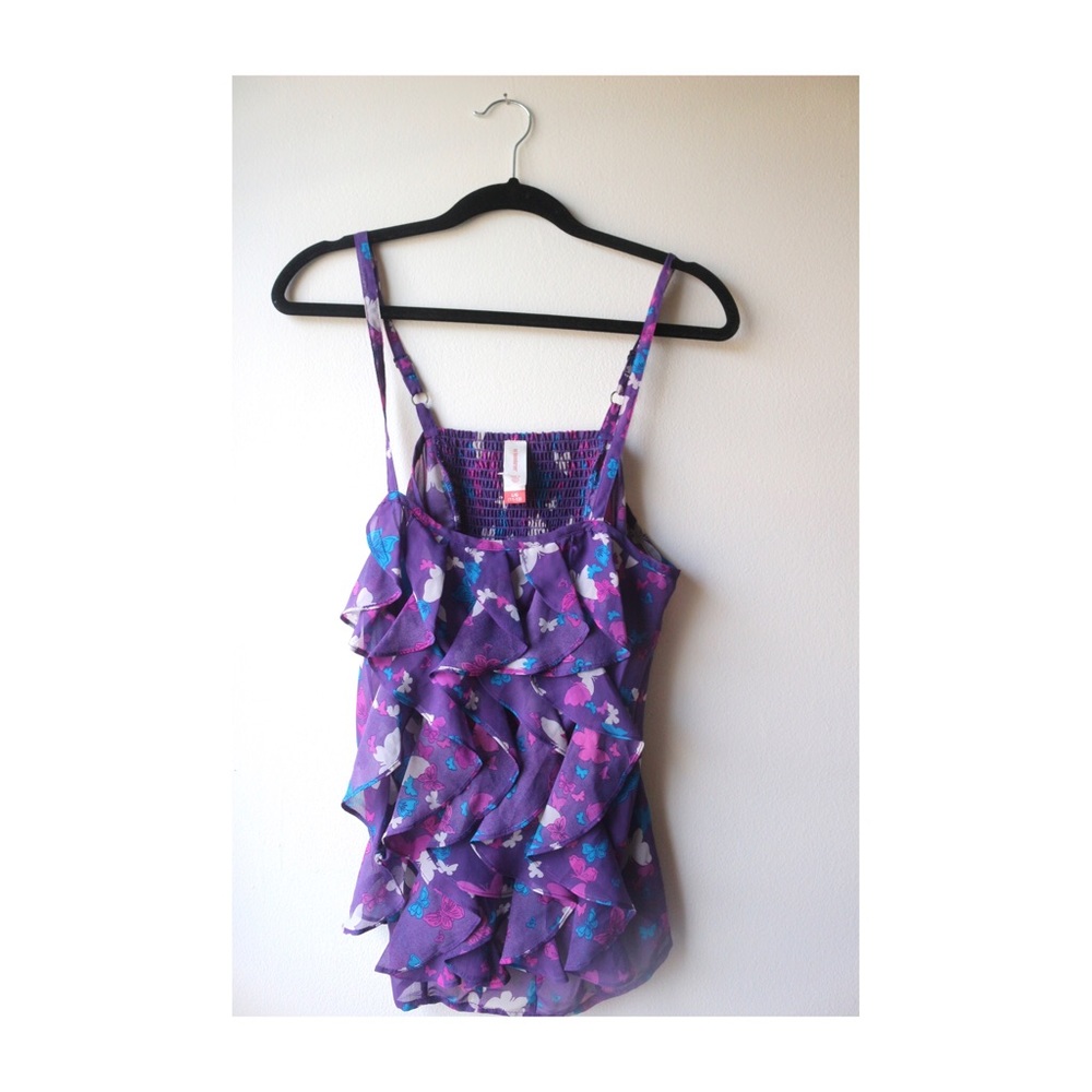 Pretty purple butterfly sleeveless top