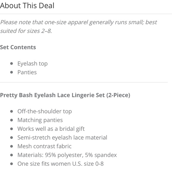 Scallop Lace Off the Shoulder 2PC Set Lingerie - Picture 3 of 3