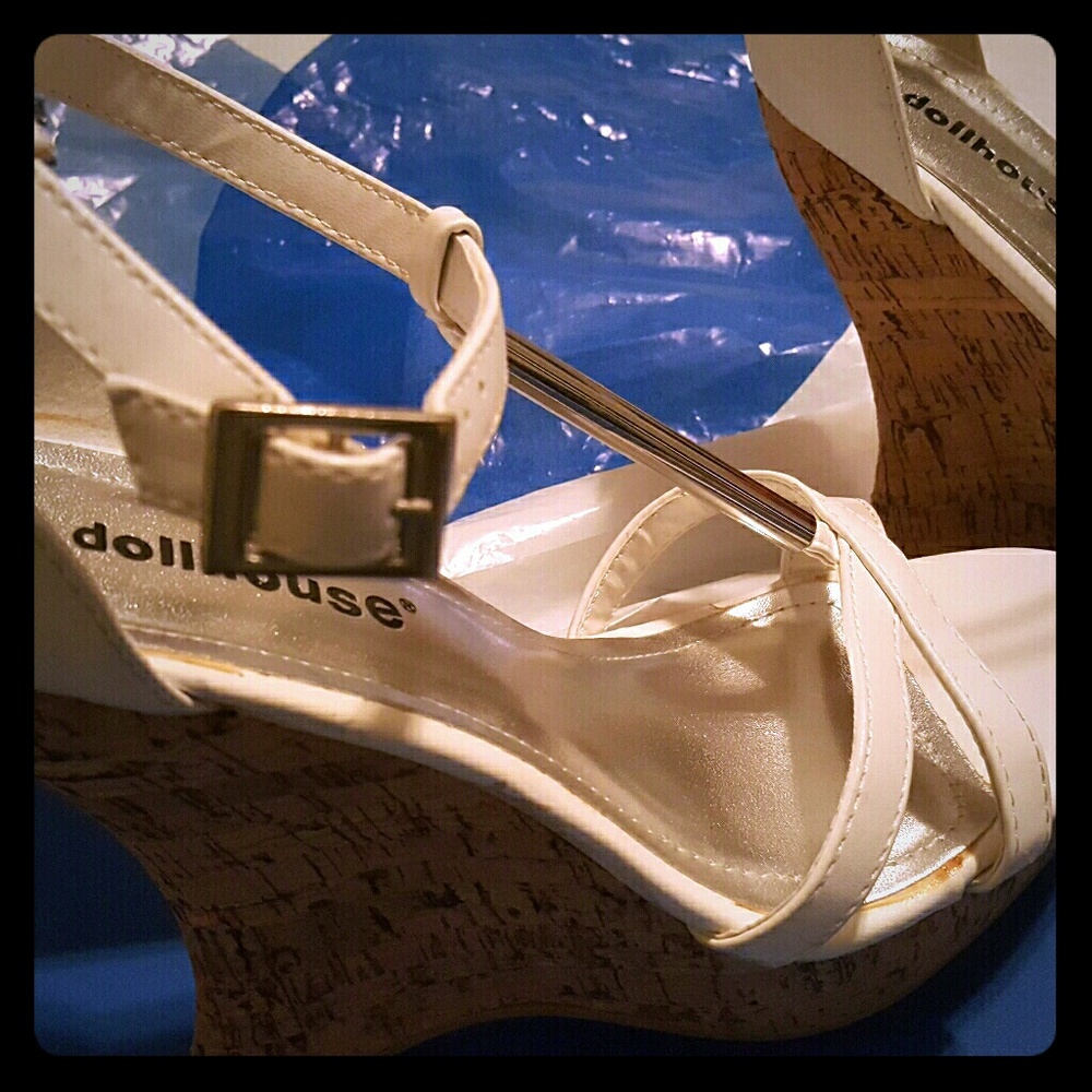 Beautiful white wedge sandals