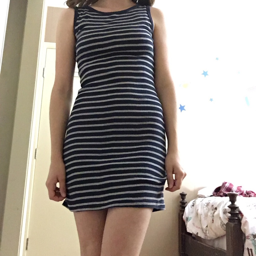 Blue and grey striped bodycon