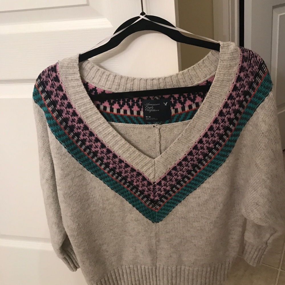 Aztec off-shoulder sweater