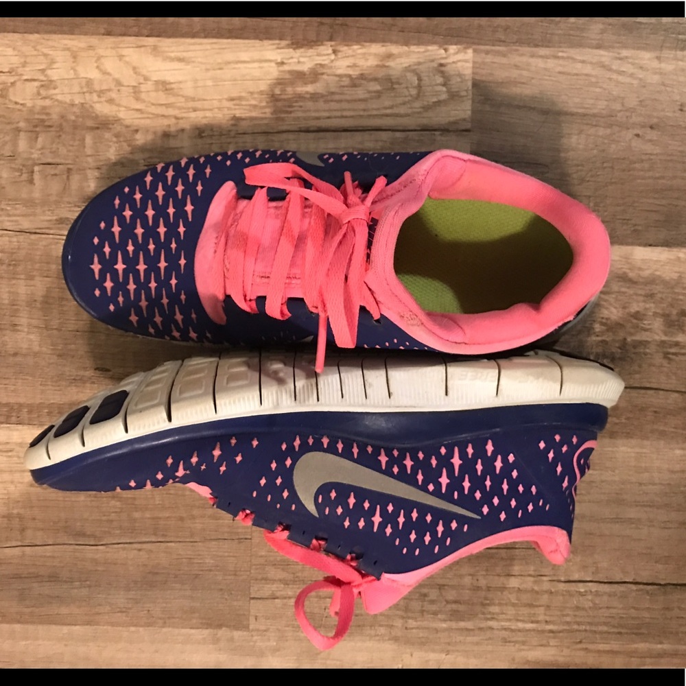 Pink and blue Nike Free