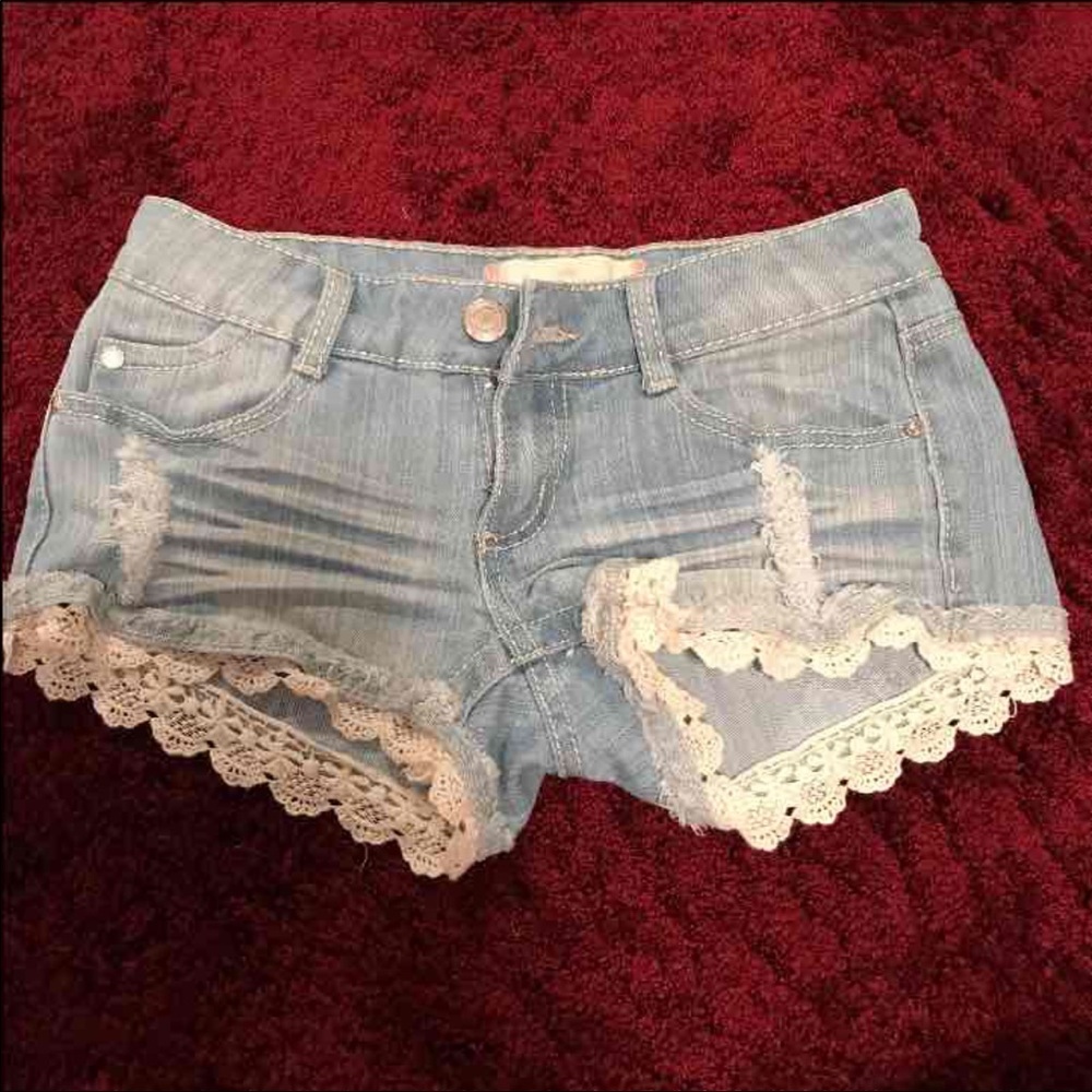 Lace Denim Shorts