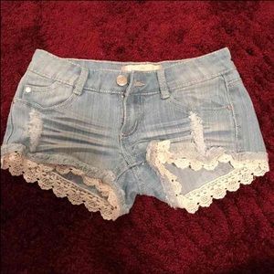 Lace Denim Shorts