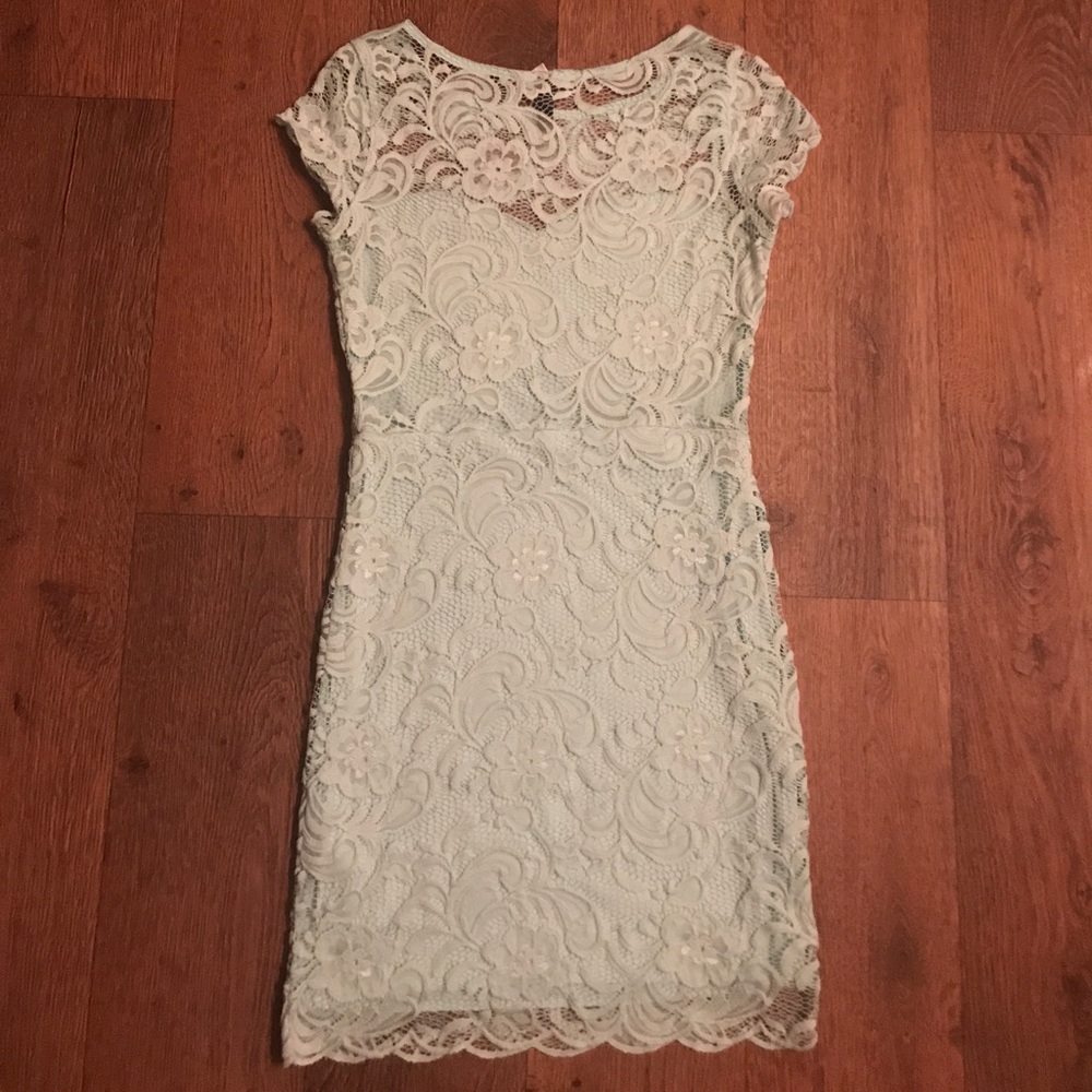 Mint Lace Bodycon Dress by DIVIDED