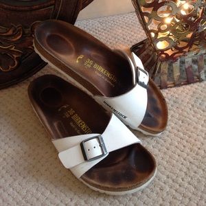 Birkenstock Madrid Size 36/5 White Leather Slides