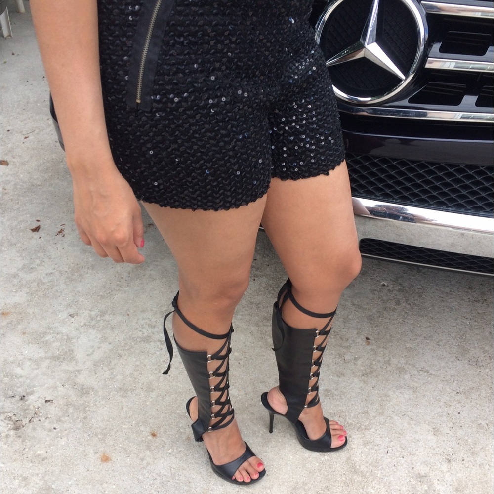 Knee high leather heels