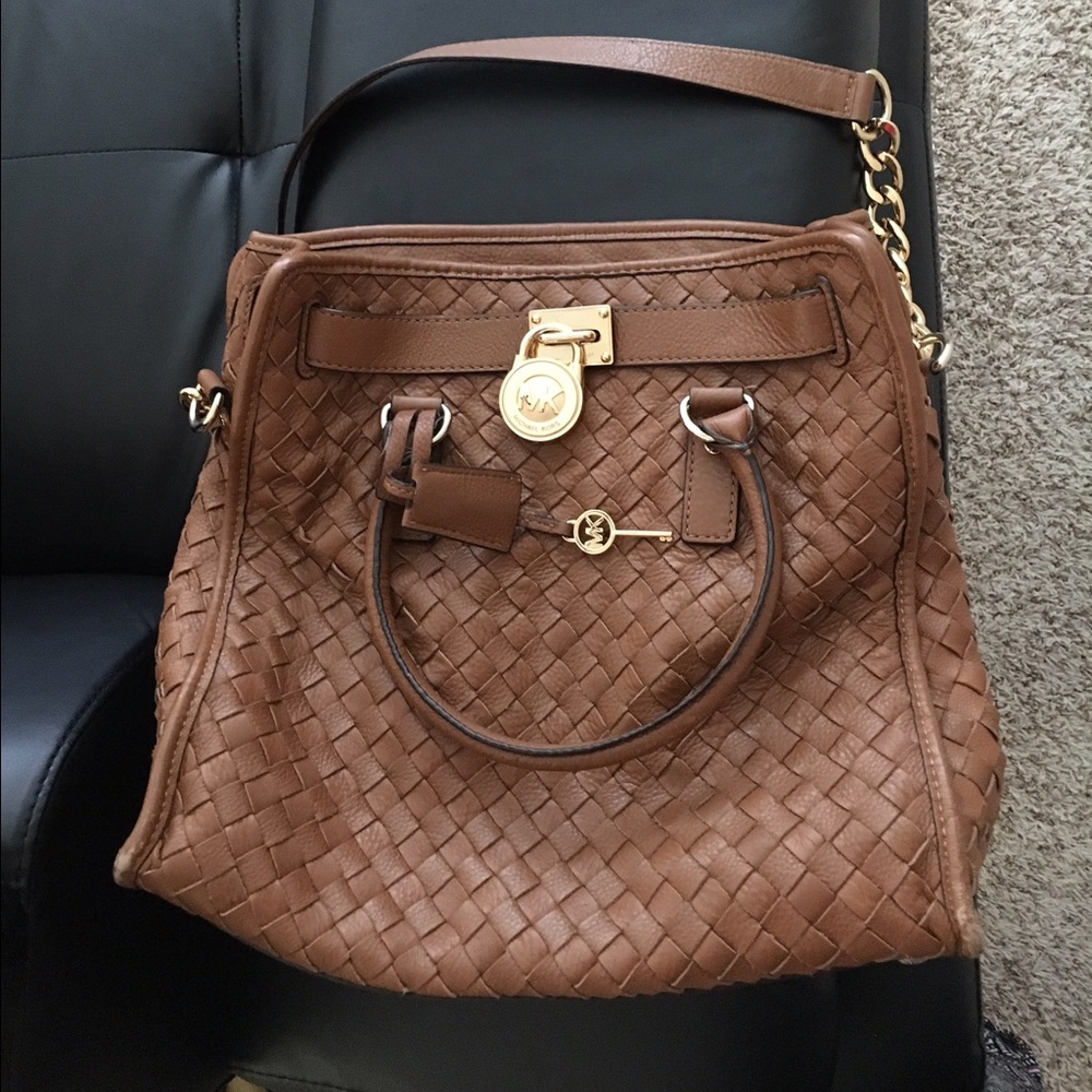 Michael kors woven Hamilton style bag