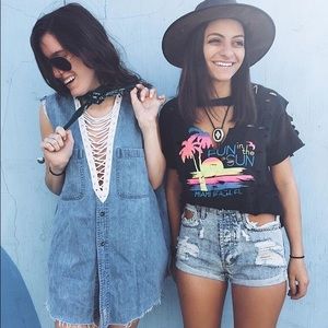 LF furst of a kind denim lace up tunic!