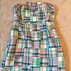 Vineyard Vines Madras Plaid Strapless Dress 00