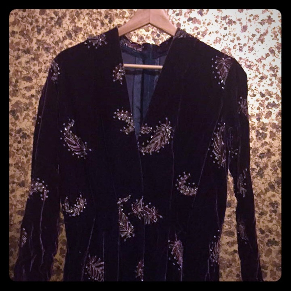 Vintage custom-made purple velvet long dress