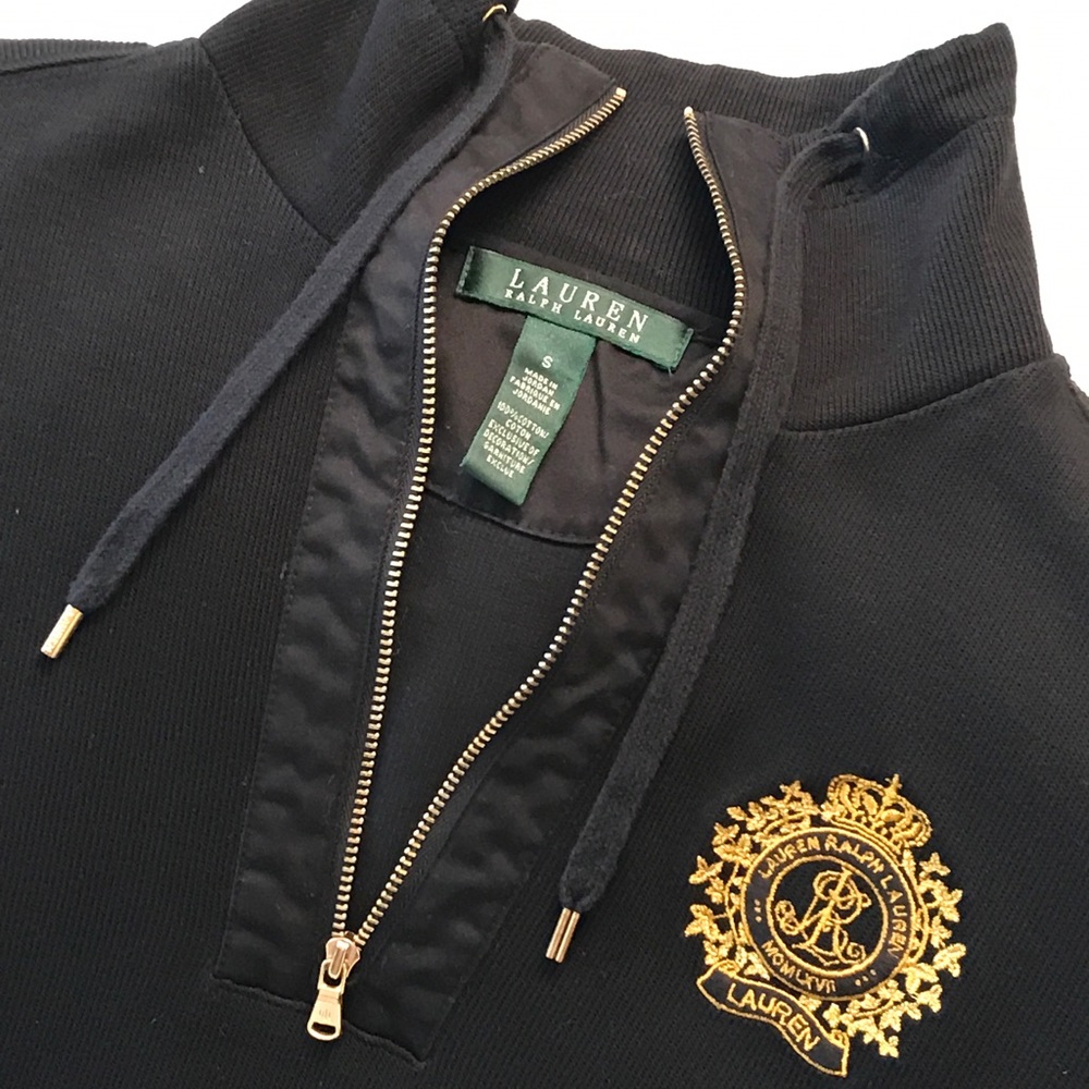 Ralph Lauren half zip sweater w/ RL crest logo: S