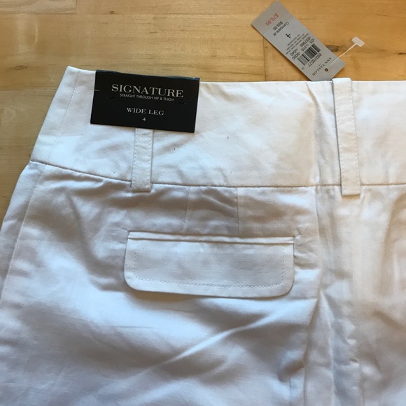 NWT Ann Taylor signature wide leg white 4 linen - Picture 4 of 4