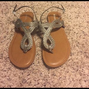 Silver Marina sandals.