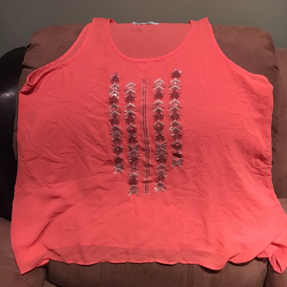 Maurice sheer beaded tank top