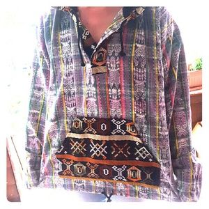 HAND WOVEN HOODIE WITH HAND BROCADED ACCENTS