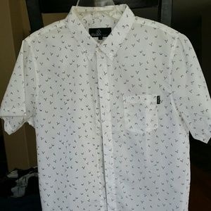 NWOT, Molokai dress shirt, white with tiny birds