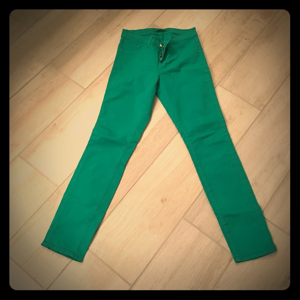 Very soft material emerald green skinny jeans
