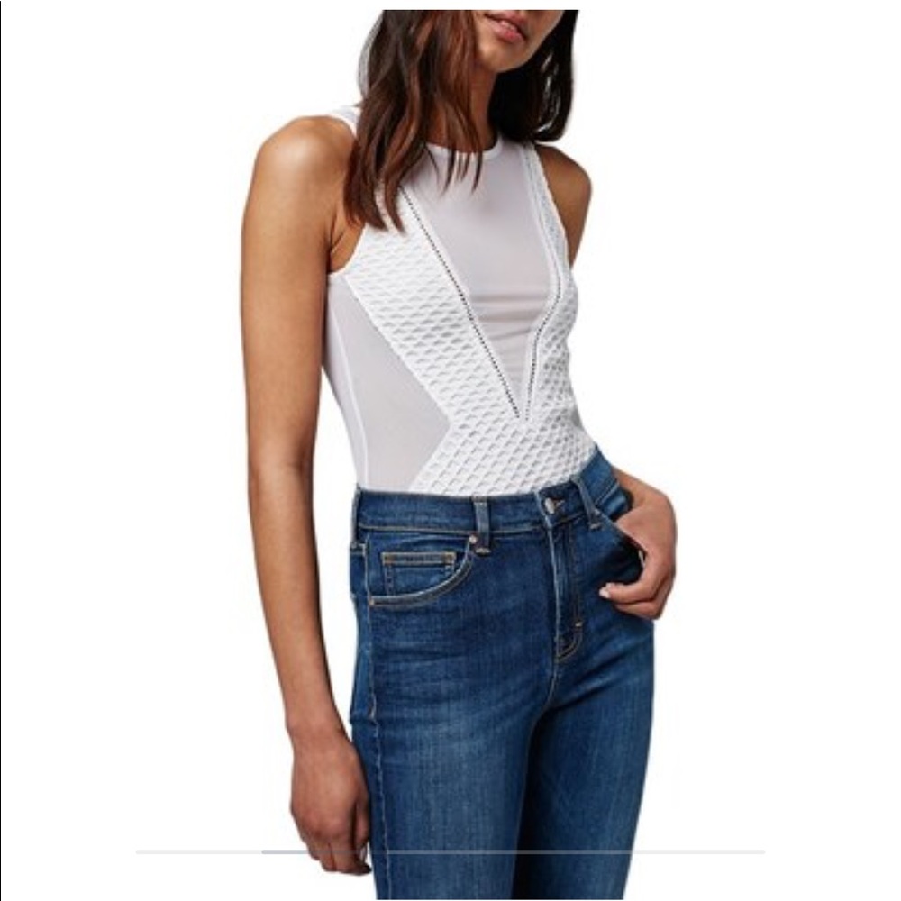 Topshop Sheer Mesh & Airtex Bodysuit