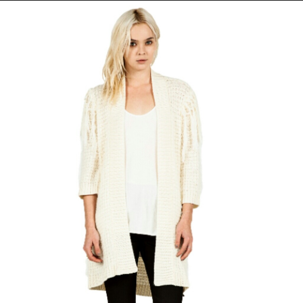 Volcom black sheep cardigan open fringe wrap