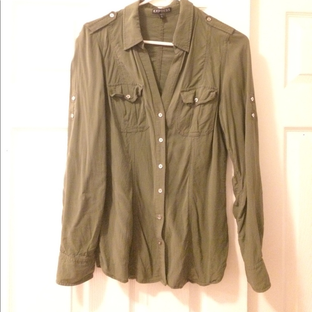 Express 3/4 sleeve olive shirt