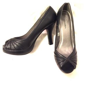 Black Peep-Toe Pumps