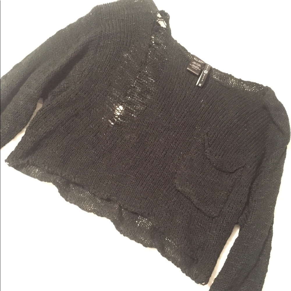 Urban ourfitters- distressed knit crop sweater