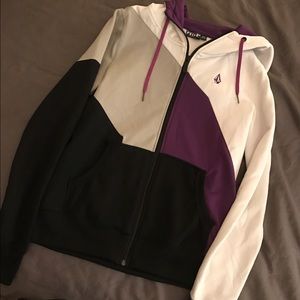 Purple/black/white volcom zip up
