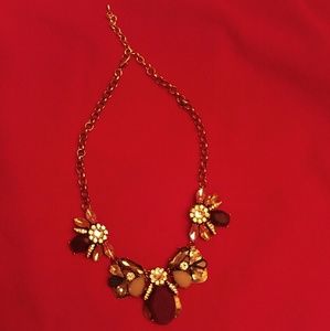 Francesca's Gold Purple Green Bib Necklace