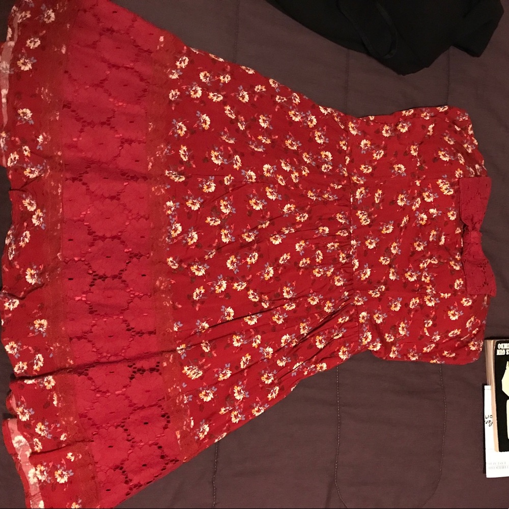 Strapless red sun dress