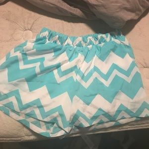 Teal and white chevron shorts