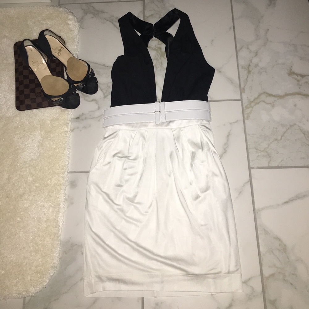 Bebe white and black dress