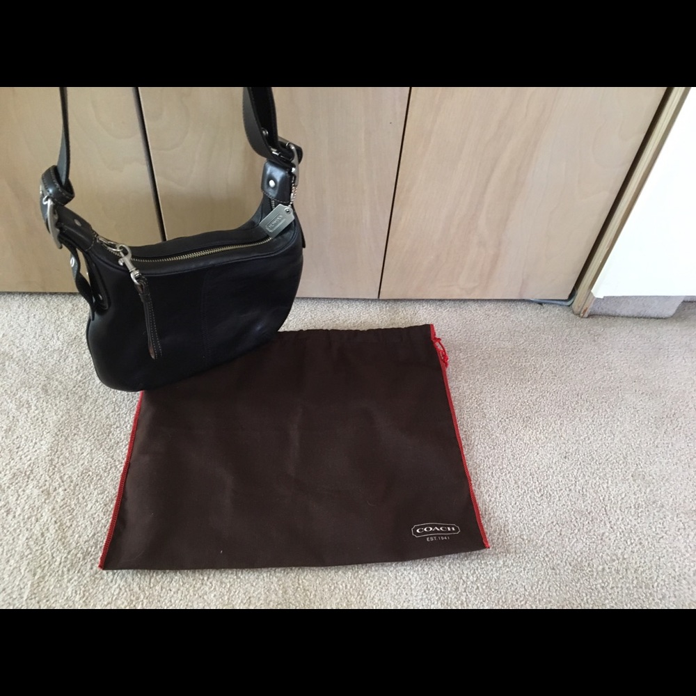 Coach black leather bag