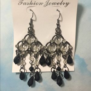 Black and gray dangle earrings