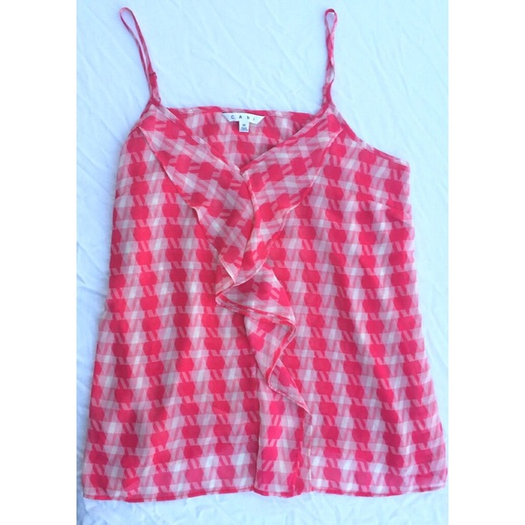 CAbi Tops - Pink and White CAbi Fashion Ruffle Tank