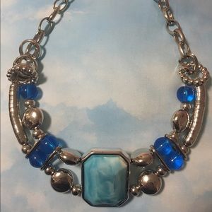 Beautiful Blue and Silver Statement Necklace