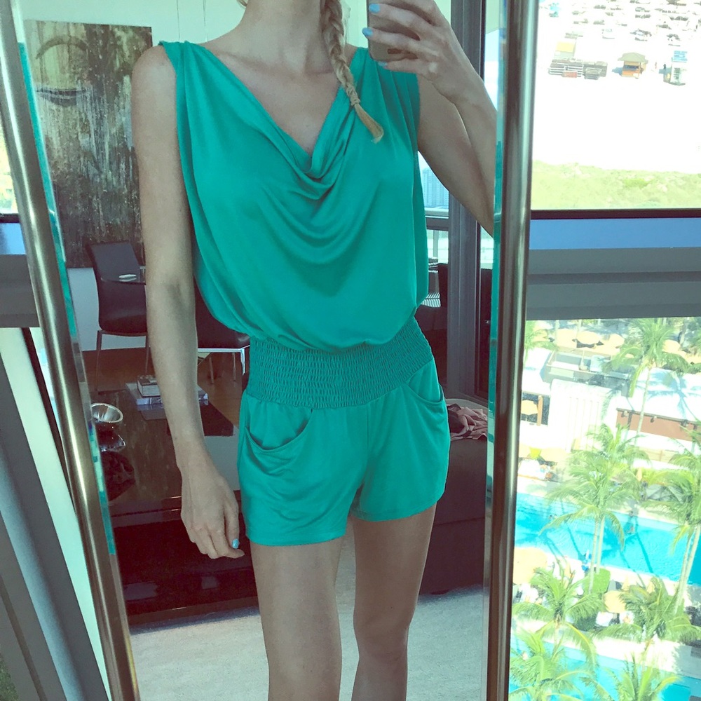 Super cute romper green lounge wear silk