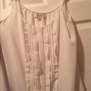 LOFT white ruffle tank