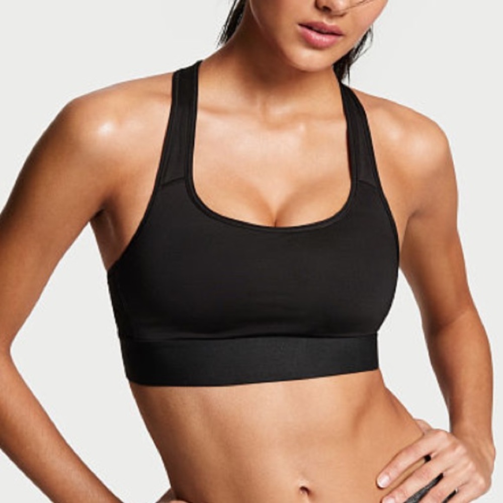 Solid black sports bra
