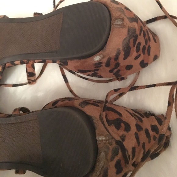 Cheetah Print Lace Up Pointed Toe Flats - Picture 5 of 5